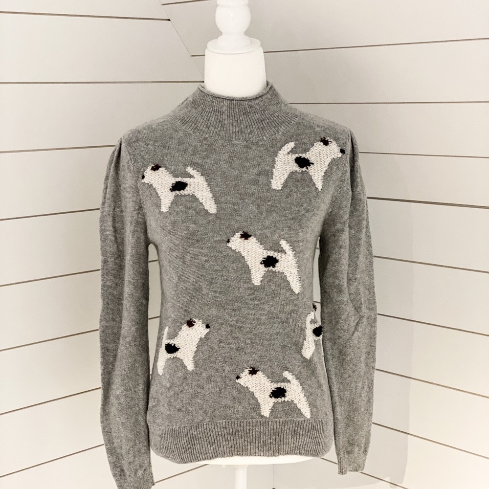 EUC Loft Mock Neck Jack Russell Sweater